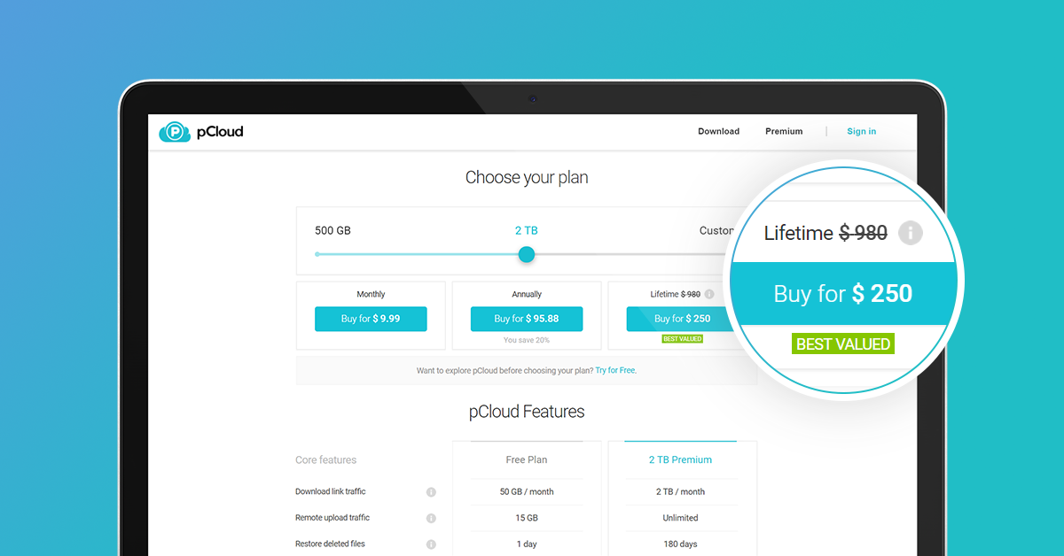 pCloud: Best for Lifetime Storage Plans